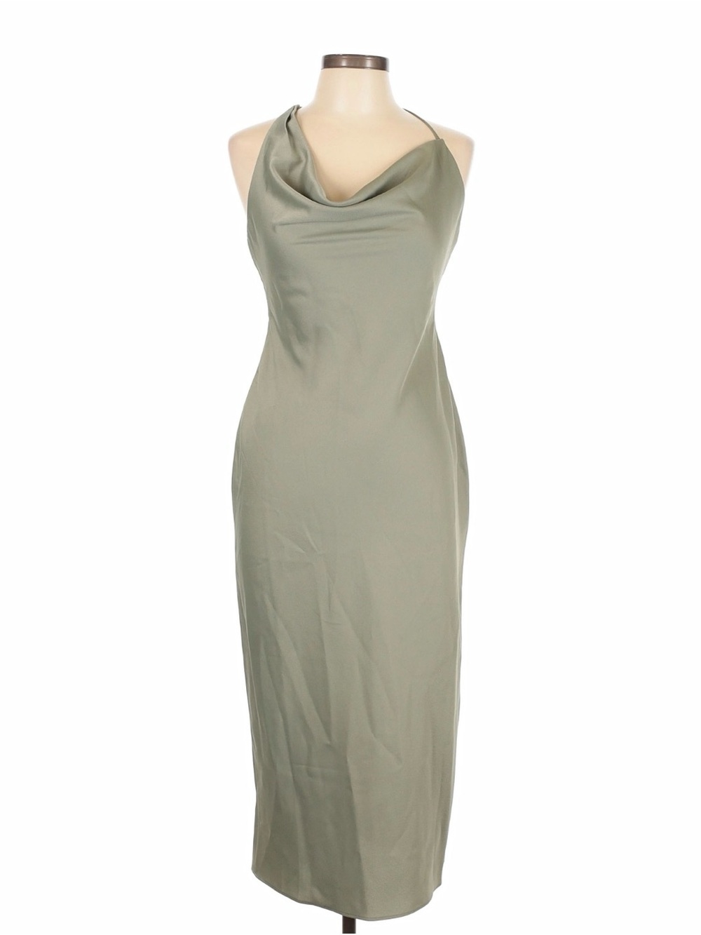 NWT BHLDN Cali Satin Cowl Neck Midi Slip Dress Sage Green Bridesmaid Formal 14